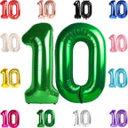 IWERP 40-Inch Green Number 10 Balloons – 10th Birthday Decorations for Boys & Girls