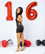 IWERP 16th Birthday Balloons - 40 Inch Red Number 16 for Sweet 16 Celebrations