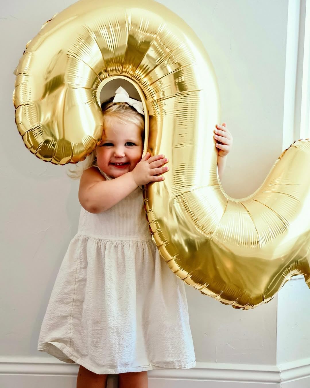 IWERP Champagne Gold 40-Inch Number 1 Balloon for First Birthday – White Gold 1st Birthday Balloons