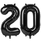IWERP Black 20th Birthday Balloons – 40-Inch Number 20 Decor for Men & Women