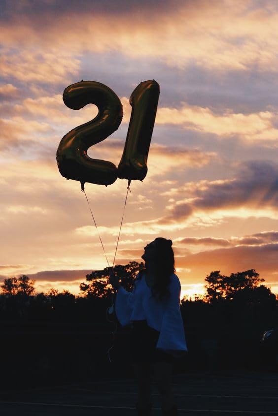IWERP 21 Balloon – 40-Inch Black Number Balloons for 21st Birthday Celebrations