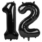 IWERP 40-Inch Black 12 Balloon – 12th / 21st Birthday Number Balloons for Parties