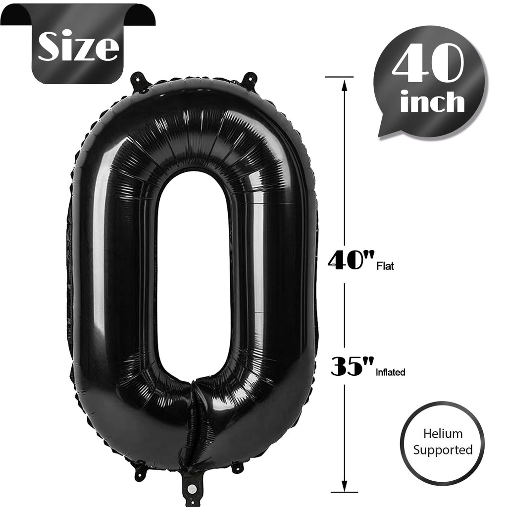 IWERP Black Number Balloon 40 Inch | Numeral Balloons for Birthdays