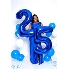 IWERP 25 Balloon Number — 40-Inch Metallic Blue Birthday Balloons for 25th Birthday & Anniversary