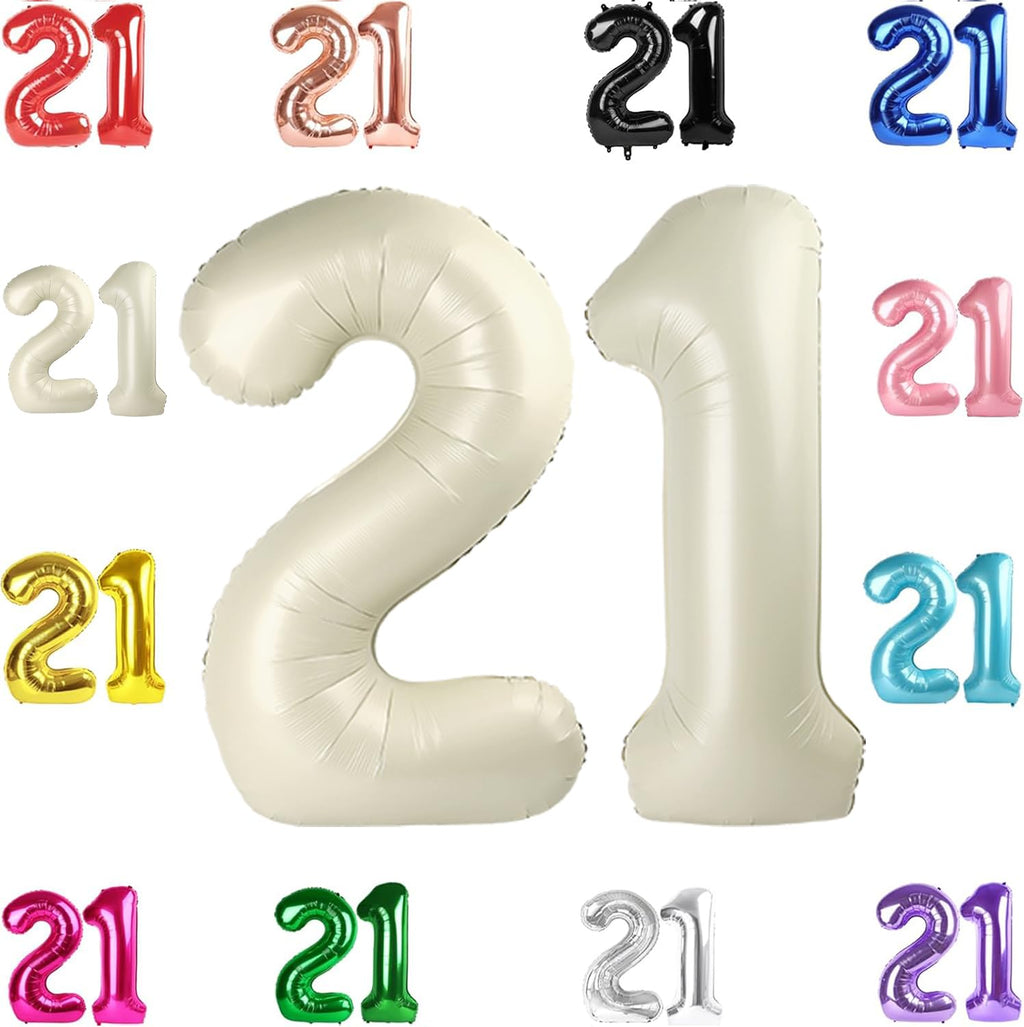 IWERP 21 Balloon – Cream 40-Inch 21st Birthday Balloons for Men & Women