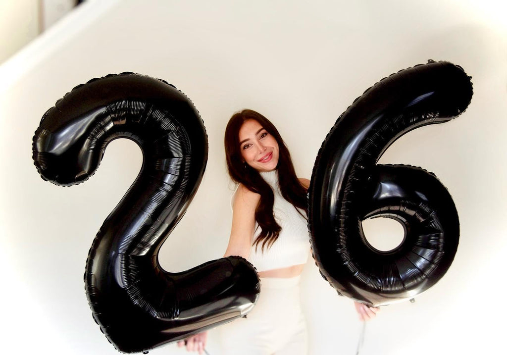 IWERP 16 Balloon Number - Black 40-Inch 16th Birthday Balloons for Sweet 16 Decorations