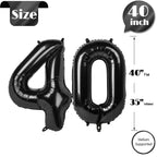 IWERP 40-Inch Black Number Balloon – 40th Birthday Balloons for Men & Women, 40th Anniversary Decor
