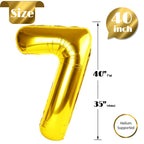 IWERP Gold Number 7 Balloon 40-Inch – 7th Birthday Decorations & Gold Party Balloons