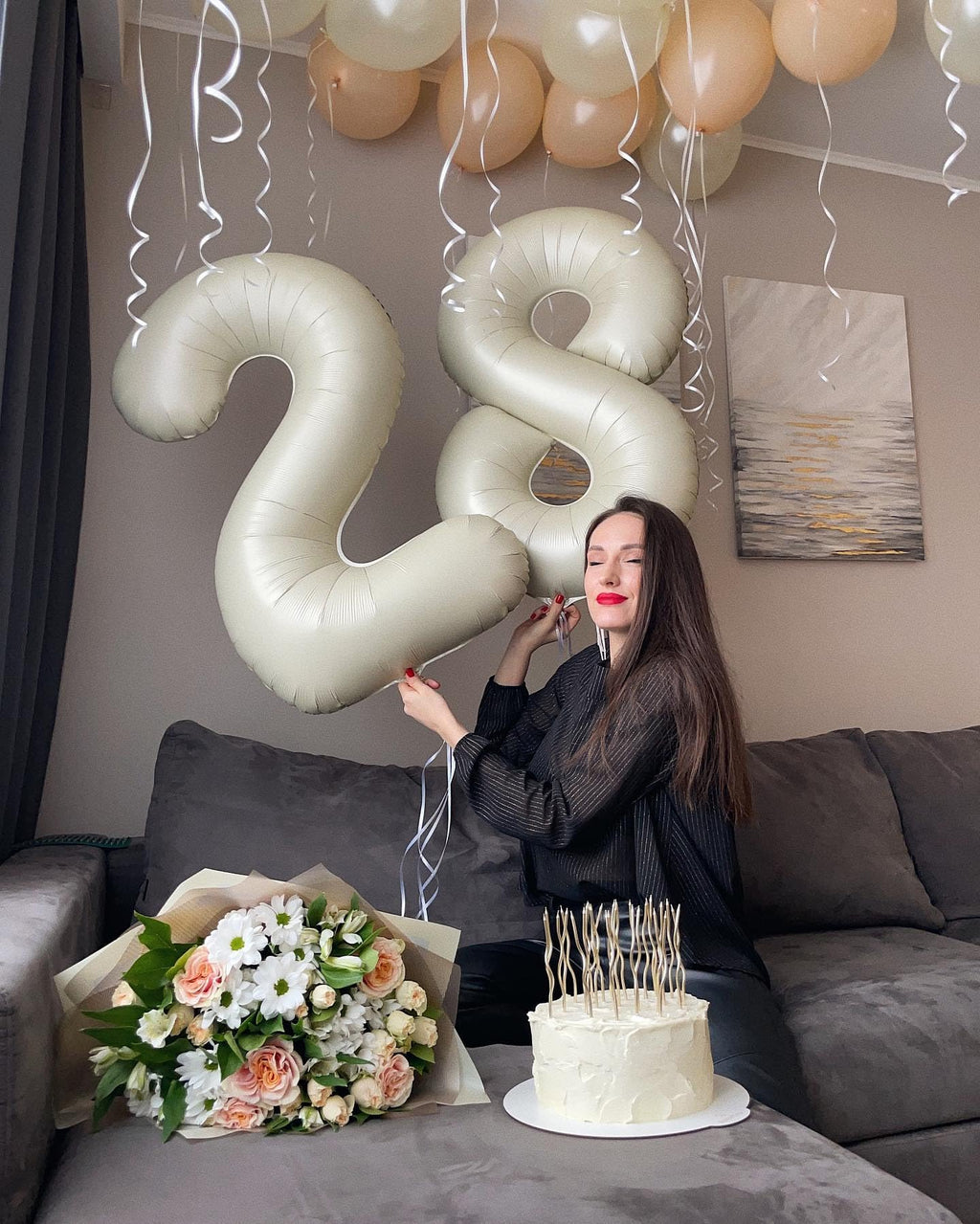 IWERP Cream 18th Birthday Balloons — 40-Inch Number Balloon Set for Boys & Girls