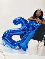 IWERP 21 Balloon – Metallic Blue 40-Inch 21st Birthday Balloons for Men and Women