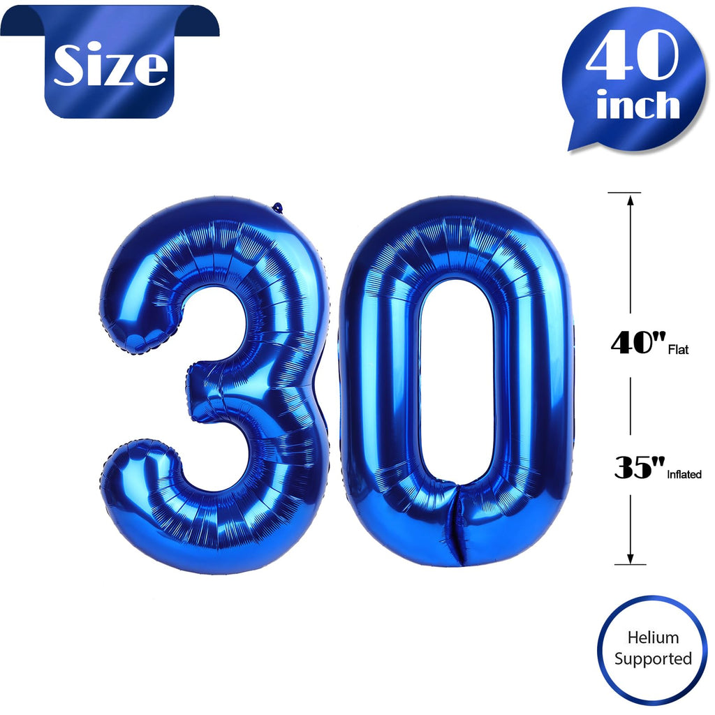 IWERP 30 Balloon Number – 40-Inch Metallic Blue 30th Birthday Balloons