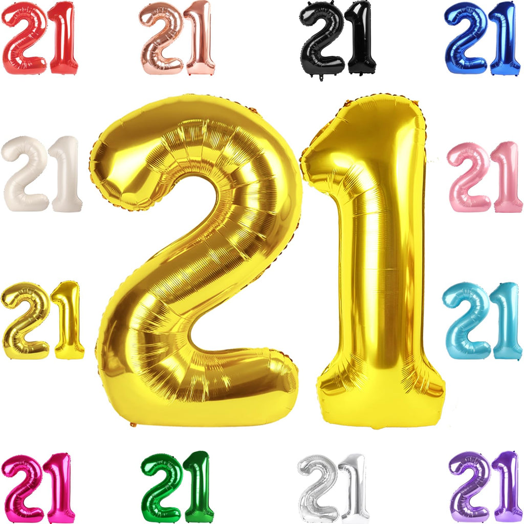 IWERP 21st Birthday Balloons – Gold 40-Inch Number 21 for Parties & Celebrations