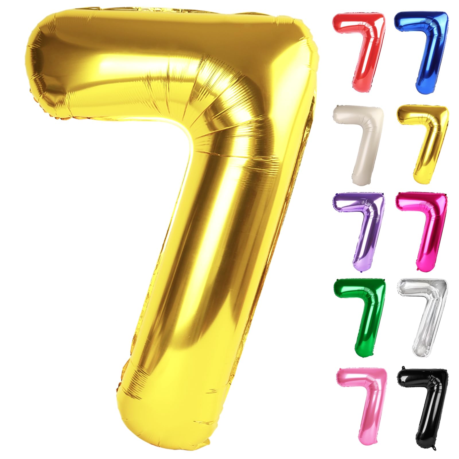 IWERP Gold Number 7 Balloon 40-Inch – 7th Birthday Decorations & Gold Party Balloons
