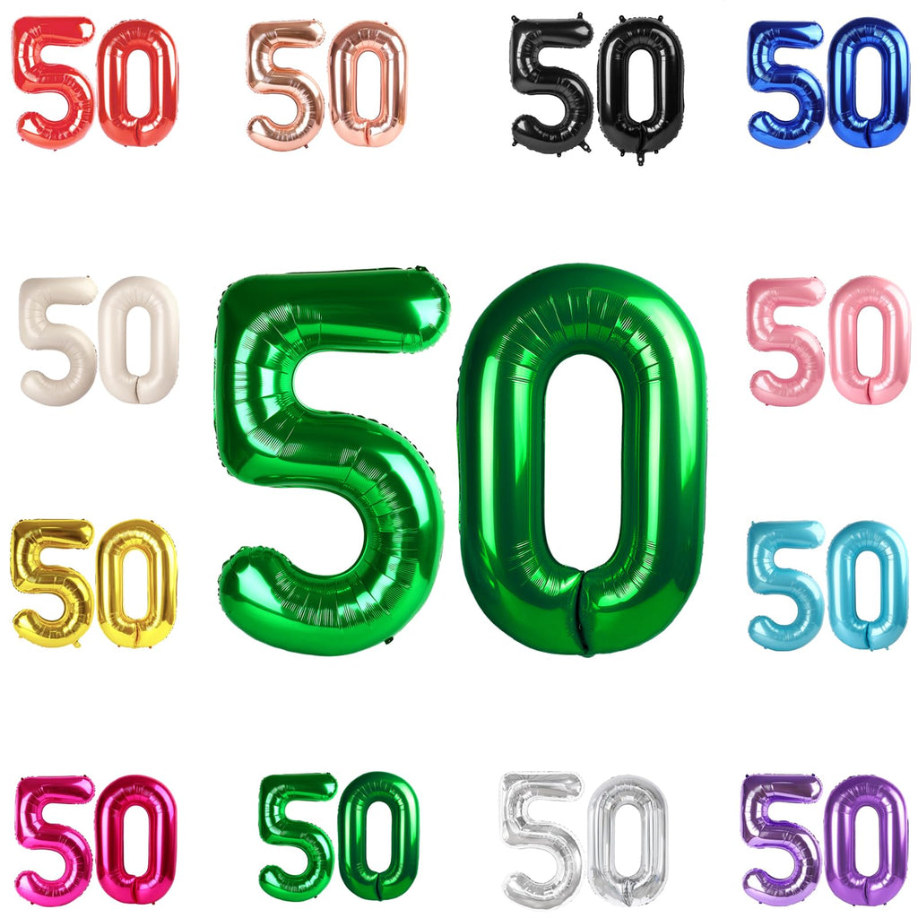IWERP 50th Birthday Balloons – Green 40-Inch Number Balloon for Milestones | 50th Birthday Decorations