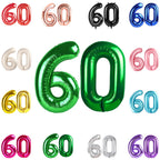 IWERP 60th Birthday Balloons - 40-Inch Green Number Balloon for Men & Women