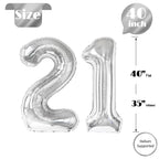 IWERP 21 Balloon 40-Inch Silver – 21st Birthday Balloons for Milestones