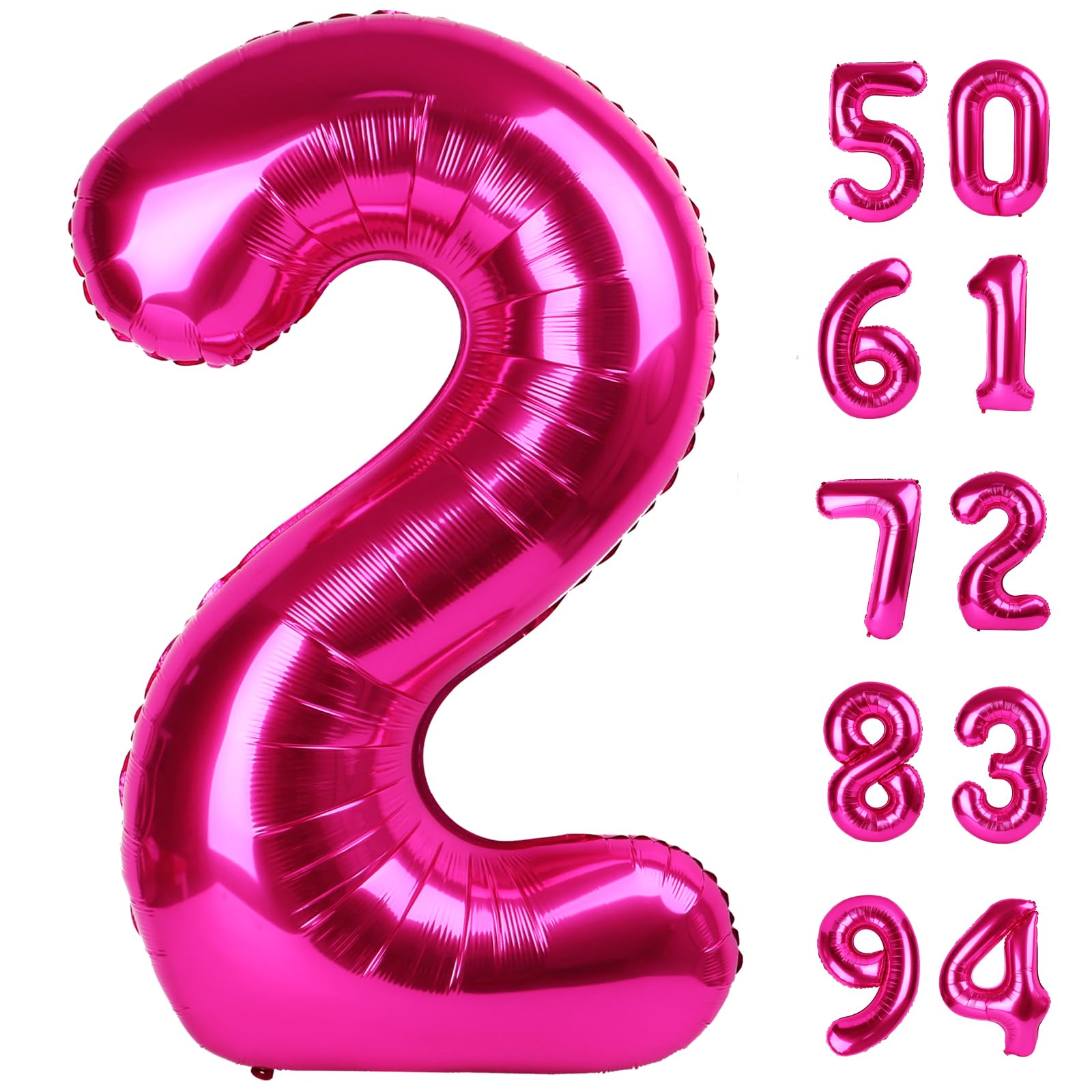 IWERP Hot Pink 2 Balloon – 40-Inch Number Balloons for 2nd Birthday