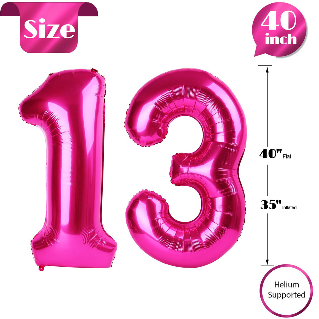 IWERP 13 Balloon Number – Hot Pink 40-Inch Birthday Balloons for 13th or 31st Celebrations