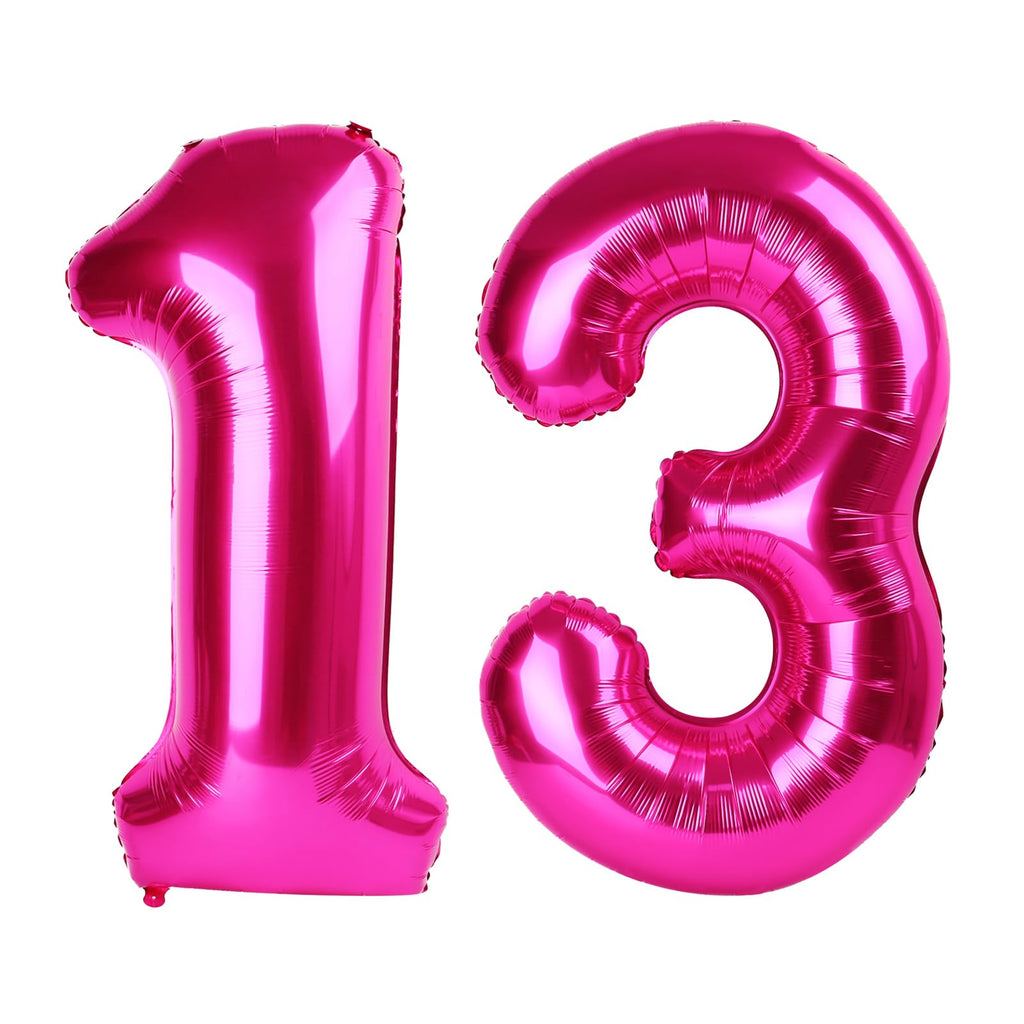 IWERP Hot Pink 40-Inch 13-Number Balloons – 13th Birthday Decorations for Girls