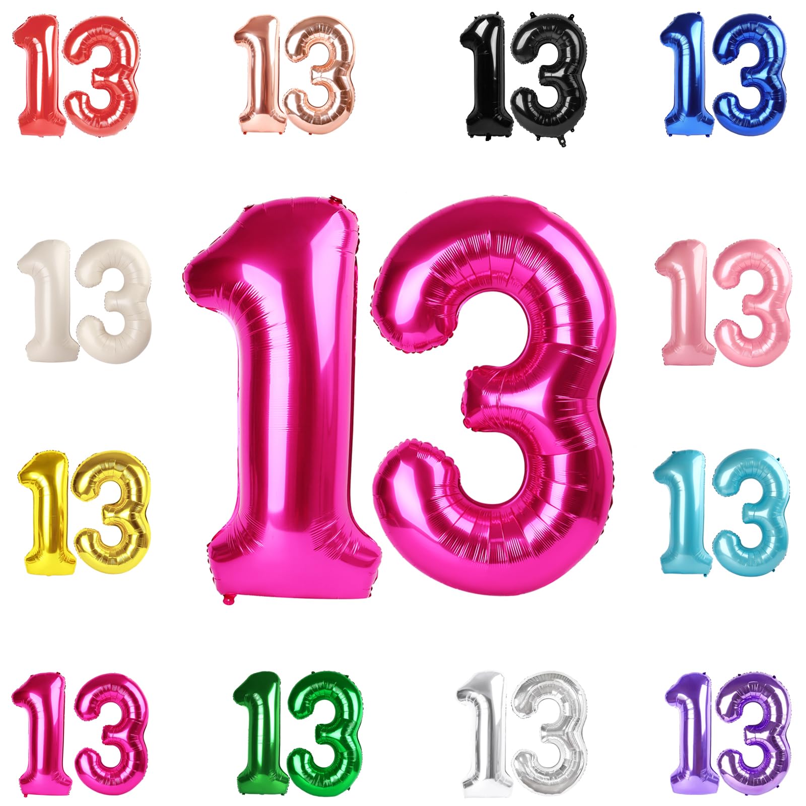IWERP 13 Balloon Number – Hot Pink 40-Inch Birthday Balloons for 13th or 31st Celebrations