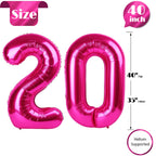 IWERP Hot Pink Number 20 Balloons – 40 Inch, 20th Birthday Decorations & Party Supplies