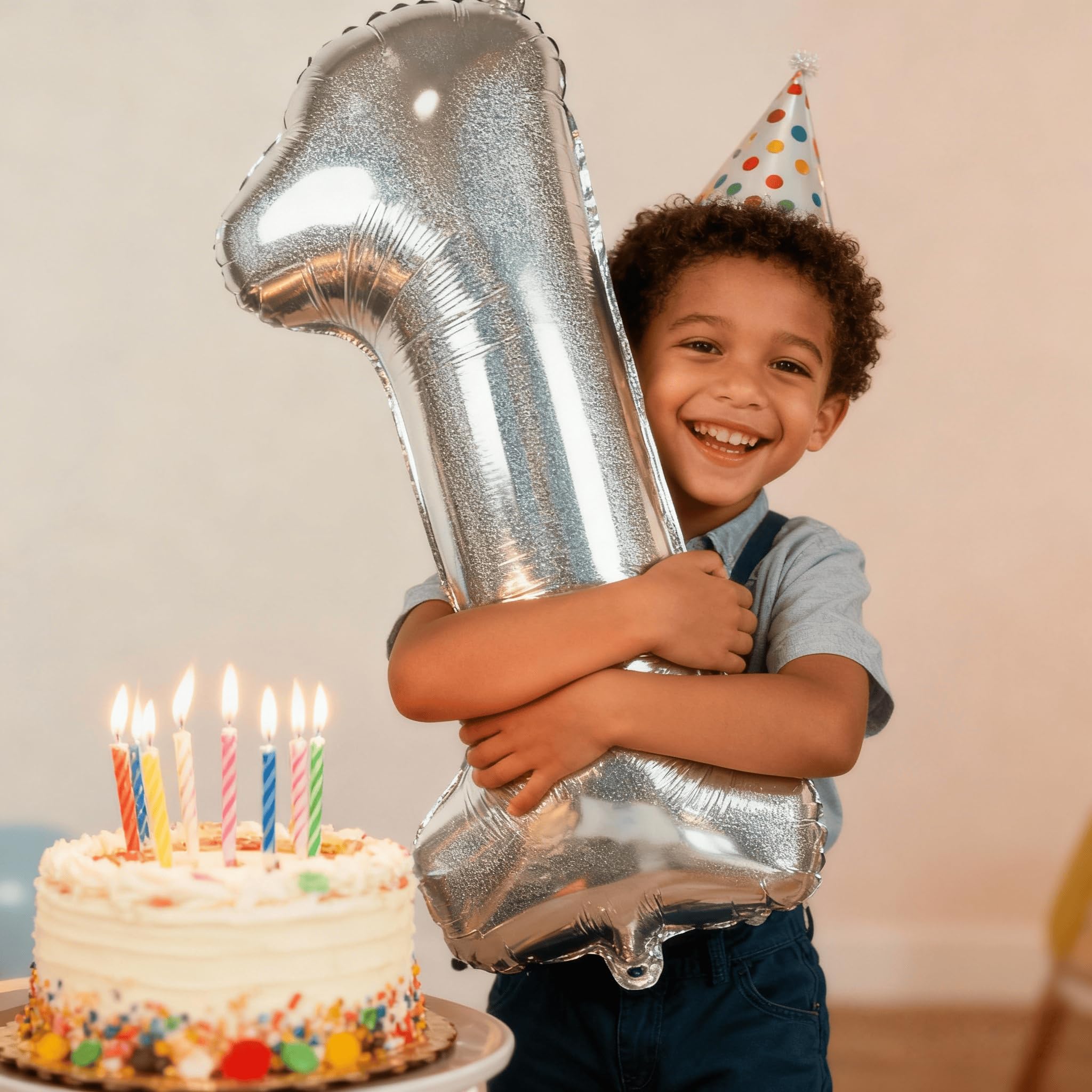 IWERP Laser Silver 5 Balloon – 40-inch 5th Birthday Number Balloons