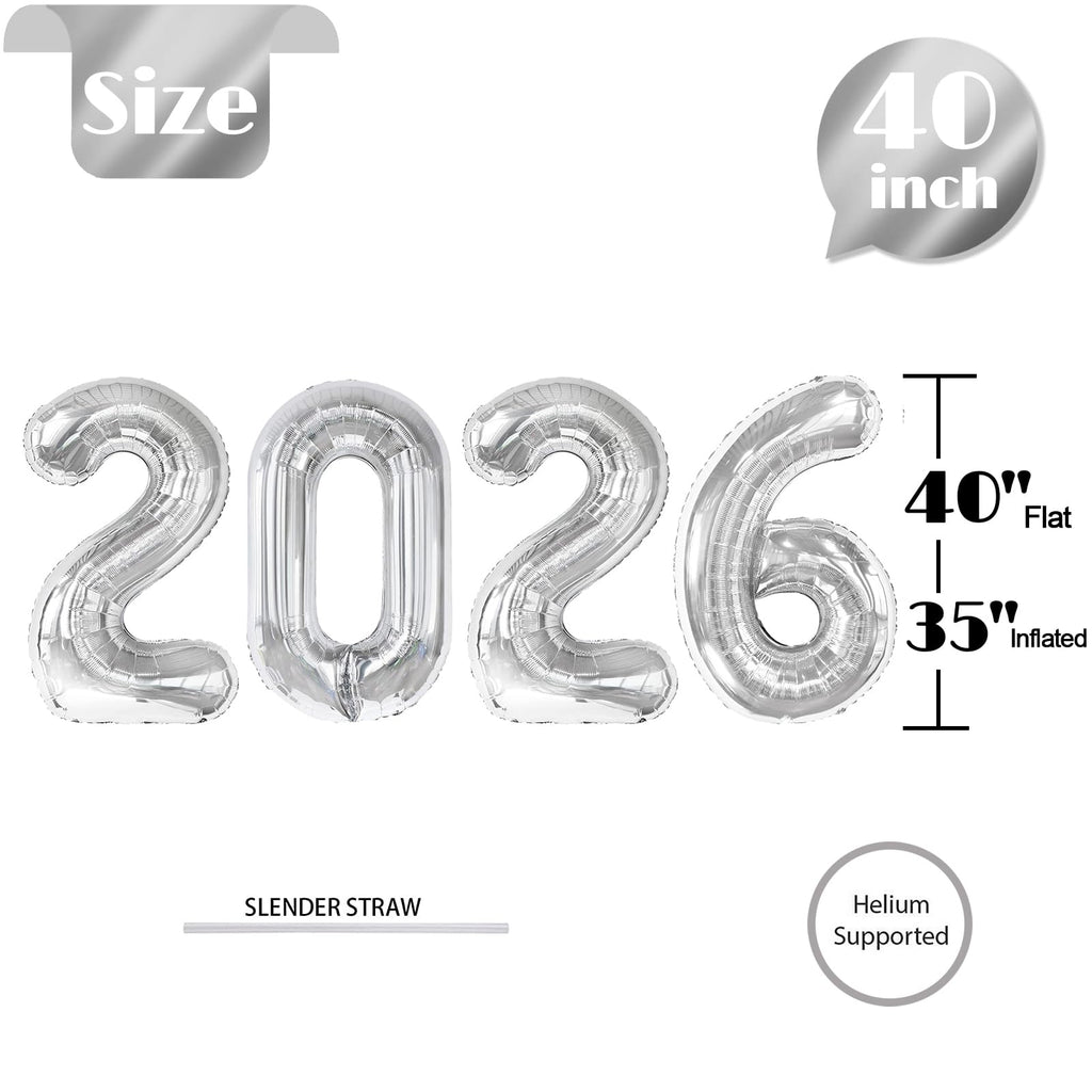 IWERP 2026 Silver 40-Inch Balloon — New Year’s Eve Party Decor & 2026 Balloons