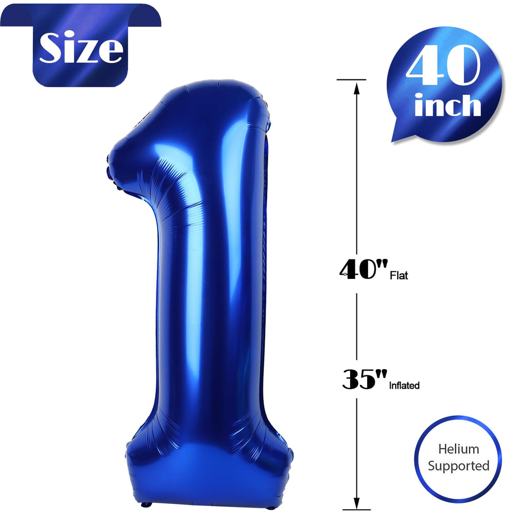 IWERP Night Blue 40-Inch Number 1 Balloon – First Birthday Balloons for Girl or Boy