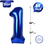 IWERP Night Blue 40-Inch Number 1 Balloon – First Birthday Balloons for Girl or Boy