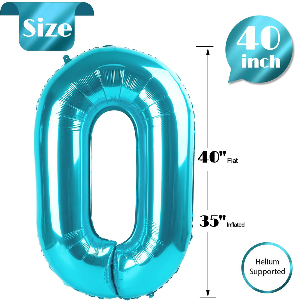 IWERP Number Balloon 40 Inch Blue 0 – Birthday Numeral Balloons for Parties