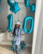 IWERP Number Balloon 40 Inch Blue 0 – Birthday Numeral Balloons for Parties