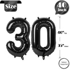 IWERP 30 Balloon Black 40-Inch – 30th Birthday Balloons & Anniversary Decorations