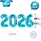 IWERP 2026 Balloon Numbers - 40-Inch Light Blue NYE Foil Balloons