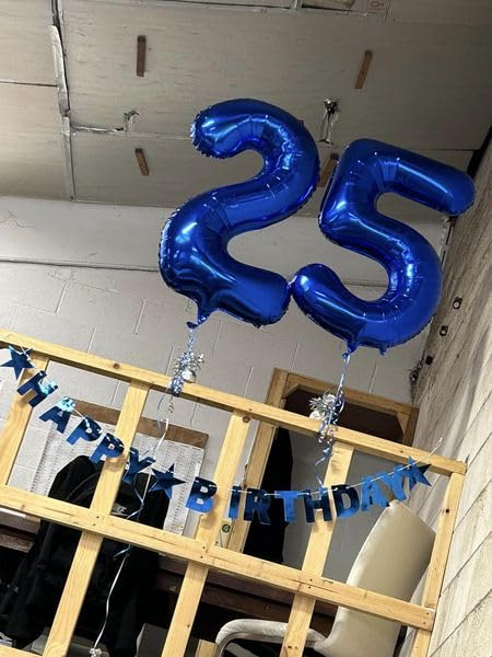 IWERP 25 Balloon Number — 40-Inch Metallic Blue Birthday Balloons for 25th Birthday & Anniversary