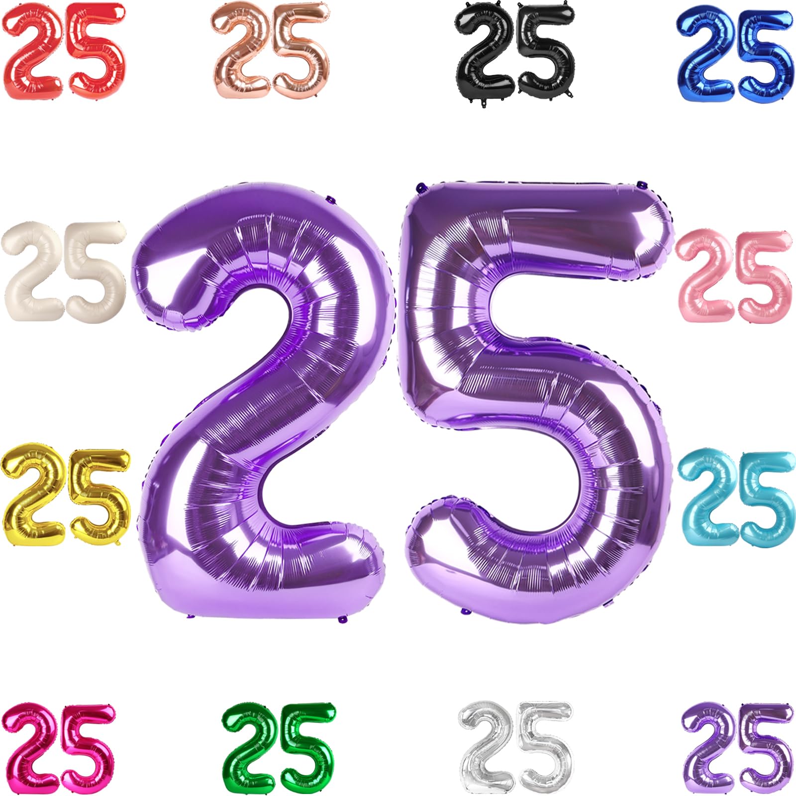 IWERP 25 Balloon Number – Purple 40-Inch Birthday Balloons for 25th Birthday & Anniversary Decor