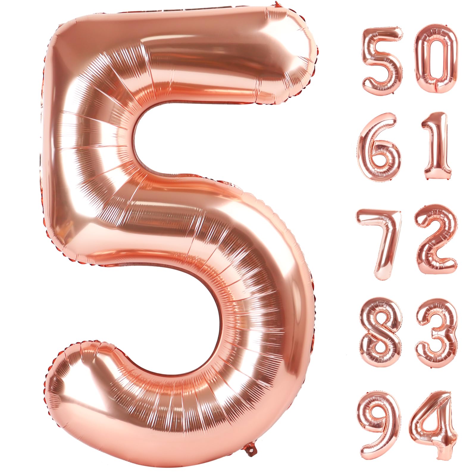IWERP Rose Gold 40in 5 Balloon – 5th Birthday Number Balloons & Rose Gold Party Decor