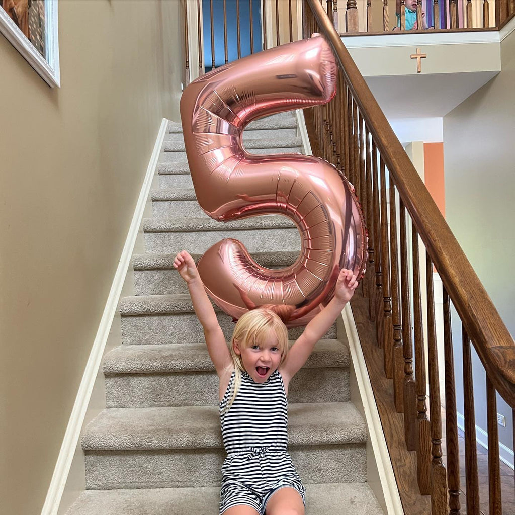 IWERP Rose Gold 40in 5 Balloon – 5th Birthday Number Balloons & Rose Gold Party Decor