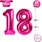 IWERP 18 Balloon Number – 40-Inch Hot Pink 18th Birthday Balloons for Boys & Girls