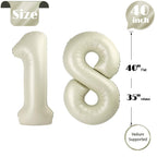 IWERP Cream 18th Birthday Balloons — 40-Inch Number Balloon Set for Boys & Girls