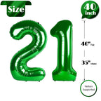 IWERP 21 Balloon 40 Inch Green Number Balloons – 21st Birthday Party Decor
