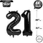 IWERP 21 Balloon – 40-Inch Black Number Balloons for 21st Birthday Celebrations