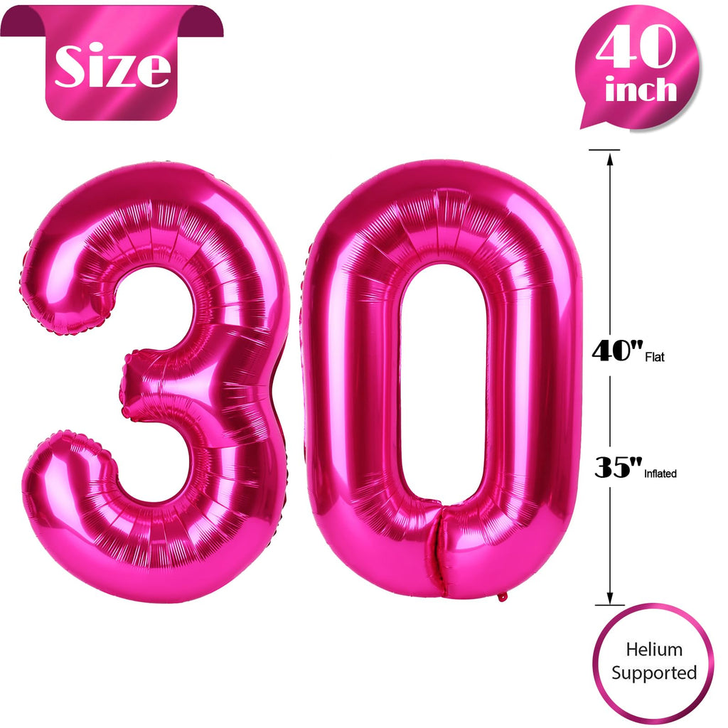 IWERP 30 Balloon Number – 40-Inch Hot Pink 30th Birthday Balloons