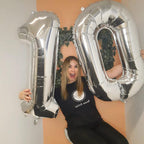 IWERP 10 Balloon Number – Silver 40-Inch 10th Birthday Balloons for Boys & Girls