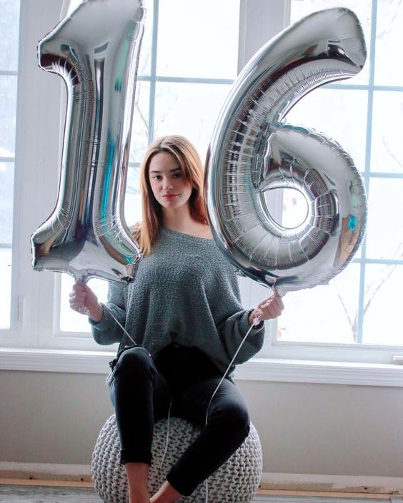 IWERP 16 Balloon Number – Silver 40-Inch 16th Birthday Balloons