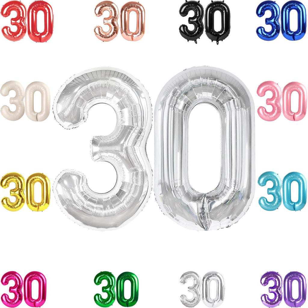 IWERP 30 Balloon Number – 40-Inch Silver 30th Birthday Balloons | Milestone Birthday & Anniversary Decor