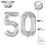 IWERP 50 Balloon Number – 40-Inch Silver 50th Birthday Balloons