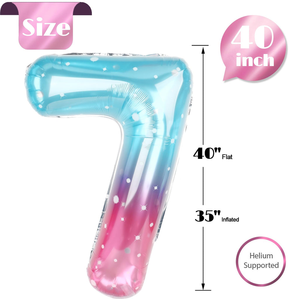 IWERP Starry Sky 40-Inch Number 7 Balloon – 7th Birthday Decorations | Kids Party Supplies