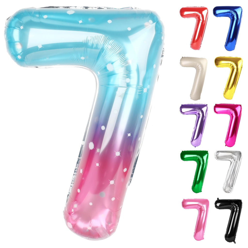 IWERP Starry Sky 40-Inch Number 7 Balloon – 7th Birthday Decorations | Kids Party Supplies