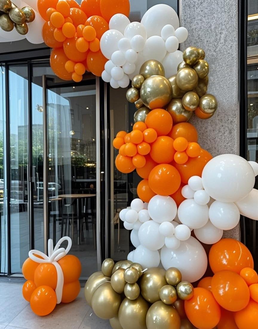 IXVAN Orange Balloons 145pcs – 18/12/10/5 Inch Arch Kit Garland for Party Decorations