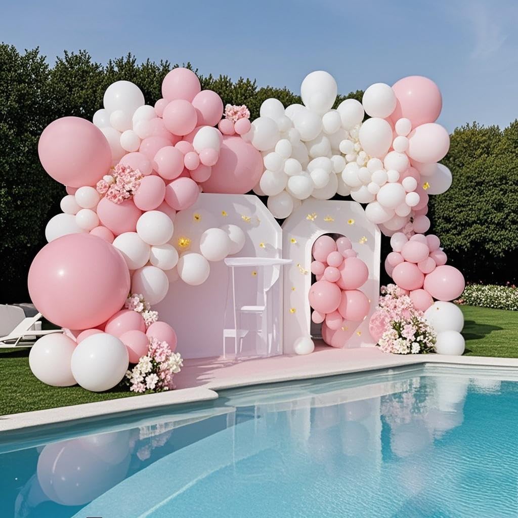 IXVAN White Balloons 145pcs - 5in, 10in, 12in, 18in for Arch Garlands | Graduation & Wedding